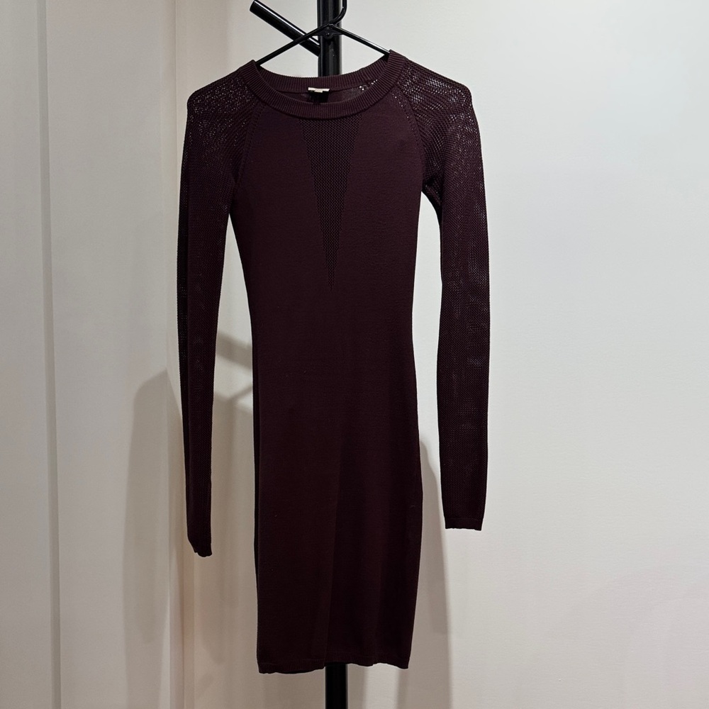 Wilfred Long-Sleeve Knit Bodycon Dress in Plum